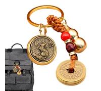 Ta Coin for Good Feng Shui, Chinese Feng Shui Key Chain | Car Key Chain Pendant | Longevity Brass Key Ring Phint, Car Charms, Feng Shui Coin Exquisite for Good, Guardian God Zodiac Rat Turn + Five