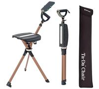 Ta-Da Chair Series 2 PRO MAX - Walking Stick with Seat, Lightweight Aluminium Pole Frame & Sturdy Foldable Stool (up to 182kg), Easy Folding Design, Ideal for Hiking & Outdoors - Black, Adjustable