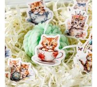 Ta Merry Kawaii Scrapbook Accessories Scrapbooking Supplies,46Pcs Laptop Cute Cat Stickers Aesthetic for Adults,Journaling Supplies Aesthetic Stickers for Scrapbooking,Card Making(Mischievous Cat