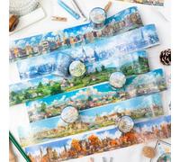 Ta Merry Landscape Scrapbook Stickers Aesthetics 6 Roll Washi Tape Set,suitable for scrapbooks,Photo Albums,Notebooks,Diaries,Journals,Bullet Diaries Accessories (Travel Time)