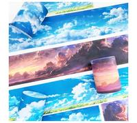 Ta Merry Scrapbook Stickers Set, 3 Rolls Washi Tape, Scrapbooking Accessories, PET Sky Themed Aesthetic Stickers for Decorative for Bullet Journal, Journaling Accessories, Notebook (Sky 1)