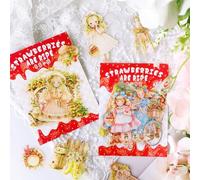 Ta Merry Scrapbook Stickers Strawberry Stickers 30pcs Journaling Supplies Accessories PET Cute Decorative Stickers for Scrapbooking, Computer, Notebook DIY(Strawberry Sticker 3)