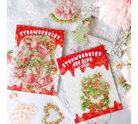 Ta Merry Scrapbook Stickers Strawberry Stickers 30pcs Journaling Supplies Accessories PET Cute Decorative Stickers for Scrapbooking, Computer, Notebook DIY(Strawberry Sticker 2)