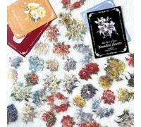 Ta Merry Scrapbooking Stickers Set of 80, Aesthetic Flower Stickers, Floral, Red, Blue