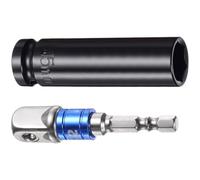 TA-VIGOR 1/2" Drive Socket Accessory Set, 15mm 6-Point Deep Impact Sockets 3" Length and 1/2" to 1/4" Hex Shank Adapters Electroplated, CR-V Steel Socket Adapter Accessory Set for Hex Bolts Nuts