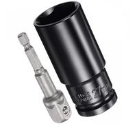 TA-VIGOR 1/2" Drive Socket Accessory Set, 27mm 6-Point Deep Impact Sockets 3" Length and 1/2" to 1/4" Hex Shank Adapters, Heat-Treated CR-V Steel Socket Adapter Accessory Set Kit for Hex Bolts Nuts