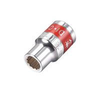 TA-VIGOR 1/2-Inch Drive by 10mm Shallow Socket with Red Band, Cr-V Drive Socket, 12-Point, Metric for Auto Repairing and Household