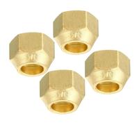 TA-VIGOR 1/2 SAE Thread Brass Flare Nut, 4PCS 45° Flared Tube Fitting Nut Hydraulic Pipe Fitting for Fuel, Oil, Gas, and air line