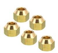 TA-VIGOR 1/2 SAE Thread Brass Flare Nut, 5PCS 45° Flared Tube Fitting Nut Hydraulic Pipe Fitting for Fuel, Oil, Gas, and air line