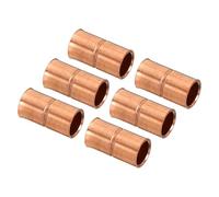 TA-VIGOR 1/4 Inch ID Straight Copper Coupling, 6PCS Welding Joint Pipe Fitting with Rolled Tube Stop for HVAC Air Conditioner, Plumbing Applications