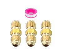 TA-VIGOR 1/4" x 1/4" Male Flare Brass Tube Fitting, 3Pcs Brass Pipe Connector, Union Coupling Tube Adapter Flare Pipe Fitting for Air Gas Line Refrigeration HVAC