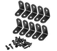 TA-VIGOR 10 Pcs 90 Degree Corner Brace Angle Brackets 30mm x 30mm x 16mm, Black L Shaped Metal Brackets with Screws, Heavy Duty Corner Braces for Wood Shelves, Cabinets