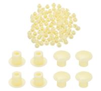TA-VIGOR 100 Pcs Plastic Hole Plugs, 5mm Screw Holes Caps Cover nap in Locking Round Button Plug for Cabinet Cupboard Shelf Furniture, Beige