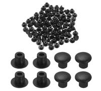 TA-VIGOR 100 Pcs Plastic Hole Plugs, 5mm Screw Holes Caps Cover nap in Locking Round Button Plug for Cabinet Cupboard Shelf Furniture, Black
