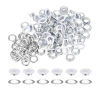 TA-VIGOR 100pc 10mm 2/5" Grommets Kit Metal Eyelets with Washers, Small Grommet Self Backing Eyelet Kit for Leather, Fabric, Canvas, Shoes, Clothing, Bags, Belt and DIY Craft Projects, White
