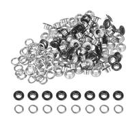 TA-VIGOR 100pc 5mm 3/16" Grommets Kit Metal Eyelets with Washers, Small Grommet Self Backing Eyelet Kit for Leather, Fabric, Canvas, Shoes, Clothing, Bags, Belt and DIY Craft Projects, Black