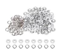 TA-VIGOR 100pc 5mm 3/16" Grommets Kit Metal Eyelets with Washers, Small Grommet Self Backing Eyelet Kit for Leather, Fabric, Canvas, Shoes, Clothing, Bags, Belt and DIY Craft Projects, White