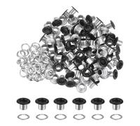 TA-VIGOR 100pc 5mm1/5" Grommets Kit Metal Eyelets with Washers, Small Grommet Self Backing Eyelet Kit for Leather, Fabric, Canvas, Shoes, Clothing, Bags, Belt and DIY Craft Projects, Matt Black