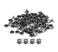 TA-VIGOR 100pc 8mm Leather Rivets Double Cap, 6mm Height Metal Rivet Studs for Leather Crafting Repair, Clothing, Belts, Purse, Handbag & Bag Making, Shoes Strap Rivets, Gun Black