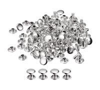 TA-VIGOR 100pc 9mm Leather Rivets Double Cap, 8mm Height Metal Rivet Studs for Leather Crafting Repair, Clothing, Belts, Purse, Handbag & Bag Making, Shoes Strap Rivets, Silver