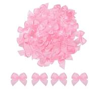TA-VIGOR 100pcs 1 Inch Mini Satin Ribbon Bows, Fabric Flower Embellishments Gift Wrapping Bow Ribbon for DIY Crafts, Wedding, Hair Clips, Gift Decoration, Sewing Appliques, Pink