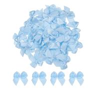 TA-VIGOR 100pcs 1 Inch Mini Satin Ribbon Bows, Fabric Flower Embellishments Gift Wrapping Bow Ribbon for DIY Crafts, Wedding, Hair Clips, Gift Decoration, Sewing Appliques, Blue