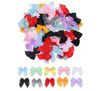 TA-VIGOR 100pcs 1 Inch Mini Satin Ribbon Bows, Fabric Flower Embellishments Gift Wrapping Bow Ribbon for DIY Crafts, Wedding, Hair Clips, Gift Decoration, Sewing Appliques, Multicolor