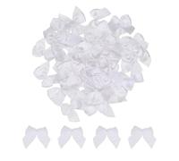 TA-VIGOR 100pcs 1 Inch Mini Satin Ribbon Bows, Fabric Flower Embellishments Gift Wrapping Bow Ribbon for DIY Crafts, Wedding, Hair Clips, Gift Decoration, Sewing Appliques, White