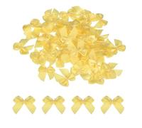 TA-VIGOR 100pcs 1 Inch Mini Satin Ribbon Bows, Fabric Flower Embellishments Gift Wrapping Bow Ribbon for DIY Crafts, Wedding, Hair Clips, Gift Decoration, Sewing Appliques, Yellow
