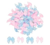 TA-VIGOR 100pcs 1 Inch Mini Satin Ribbon Bows, Fabric Flower Embellishments Gift Wrapping Bow Ribbon for DIY Crafts, Wedding, Hair Clips, Gift Decoration, Sewing Appliques, Pink/Blue
