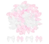 TA-VIGOR 100pcs 1 Inch Mini Satin Ribbon Bows, Fabric Flower Embellishments Gift Wrapping Bow Ribbon for DIY Crafts, Wedding, Hair Clips, Gift Decoration, Sewing Appliques, Pink/White