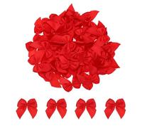 TA-VIGOR 100pcs 1 Inch Mini Satin Ribbon Bows, Fabric Flower Embellishments Gift Wrapping Bow Ribbon for DIY Crafts, Wedding, Hair Clips, Gift Decoration, Sewing Appliques, Red