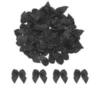 TA-VIGOR 100pcs 1 Inch Mini Satin Ribbon Bows, Fabric Flower Embellishments Gift Wrapping Bow Ribbon for DIY Crafts, Wedding, Hair Clips, Gift Decoration, Sewing Appliques, Black