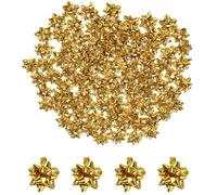 TA-VIGOR 100Pcs 1 Inch Mini Star Gift Bows, Gold Metallic Self-Adhesive Bows for Gift Wrapping and Decoration, Small Christmas, Birthday and Wedding Present Wrapping Accessories