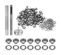 TA-VIGOR 100pcs 4mm Copper Eyelets with Washers Grommet Punch Kit, Eyelet Tool Punch Kit with Hole Punch & Setter Tools for Fabric Leather Bags Tarpaulins Curtains DIY Crafts, Black
