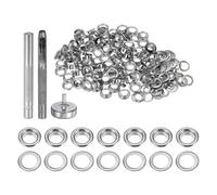 TA-VIGOR 100Pcs 5mm Copper Grommet Kit with Eyelets and Punch Tools, Metal Grommets and Eyelet Setter Tool for Leather Clothing Fabric Tarpaulin Canvas Repair DIY Crafts, Silver Tone
