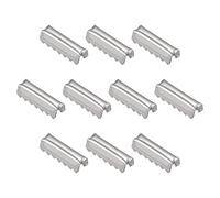 TA-VIGOR 100Pcs Fold Over Crimp End Caps 10mm x 2.8mm Silver Tone Iron Ribbon Ends with Clamps Cord End Fasteners for Jewellery Making DIY Crafts