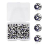 TA-VIGOR 100Pcs M3 x 0.5mm Nylon Hex Lock Nuts, 304 Stainless Steel Nylon Insert Self-locking Nuts, Hexagon Threaded Nyloc Nut Set with Storage Box for Lock Washers Bolts Screws