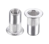 TA-VIGOR 100Pcs M4 Rivet Nuts, Aluminium Alloy Knurled Flat Head Threaded Insert Nut Silver for Automotive Furniture