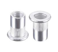 TA-VIGOR 100Pcs M6 Rivet Nuts, Aluminium Alloy Knurled Flat Head Threaded Insert Nut Silver for Automotive Furniture