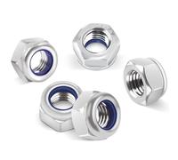 TA-VIGOR 100Pcs M8 Nylon Hex Lock Nuts, 304 Stainless Steel Nylon Insert Self-locking Nuts, Hexagon Threaded Nyloc Nut for Lock Washers Bolts Screws