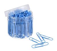 TA-VIGOR 100Pcs Paper Clips Small Size, 50mm Durable and Rustproof Paper Clip, Vinyl Coated to Prevent Tearing Pages with Box for Organize Office Home, Blue