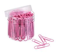 TA-VIGOR 100Pcs Paper Clips Small Size, 50mm Durable and Rustproof Paper Clip, Vinyl Coated to Prevent Tearing Pages with Box for Organize Office Home, Pink
