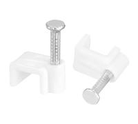 TA-VIGOR 100Pcs Round Cable Clips, 8mm Electrical Cable Wall Clip, Steel Nails Tacks Holder for Organizing Ethernet, Electric Wires Cables Line, TV Cable, Telephone line, White