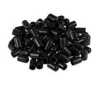 TA-VIGOR 100Pcs Rubber End Caps, 10mm ID Round Flexible Screw End Caps Thread Protectors, Black Vinyl Bolt Covers Rubber Covers for Screws, Tubes, Cables, Wires, etc