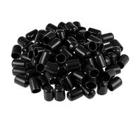 TA-VIGOR 100Pcs Rubber End Caps, 12mm ID Round Flexible Screw End Caps Thread Protectors, Black Vinyl Bolt Covers Rubber Covers for Screws, Tubes, Cables, Wires, etc