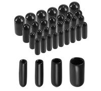 TA-VIGOR 100Pcs Rubber End Caps, 2mm 3mm 4mm 6mm ID Round Flexible Screw End Caps Thread Protectors, Black Vinyl Bolt Covers Rubber Covers for Screws, Tubes, Cables, Wires, etc