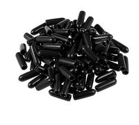 TA-VIGOR 100Pcs Rubber End Caps, 3mm ID Round Flexible Screw End Caps Thread Protectors, Black Vinyl Bolt Covers Rubber Covers for Screws, Tubes, Cables, Wires, etc