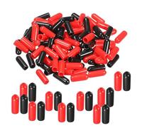 TA-VIGOR 100Pcs Rubber End Caps, 4mm ID Round Flexible Screw End Caps Thread Protectors, Vinyl Bolt Covers Rubber Covers for Screws, Tubes, Cables, Wires, etc, Black Red