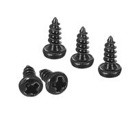 TA-VIGOR 100Pcs Self Tapping Screws, #2 x 3/16 Phillips Pan Head Screw, Round Head Tapping Screws, Stainless Steel Machine Wood Fasteners Bolts for Wood, Drywall, Furniture, Repairing, Black